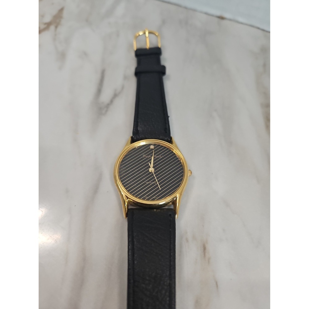 Georgio Monti Genuine Watch Mens Black Goldtone Accent Award Winning quartz Time